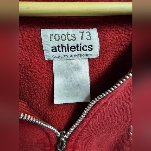 Roots 73 Athletics Quarter Zip Sweater Red 2000s Y2K Medium Baggy - Picture 5 of 5